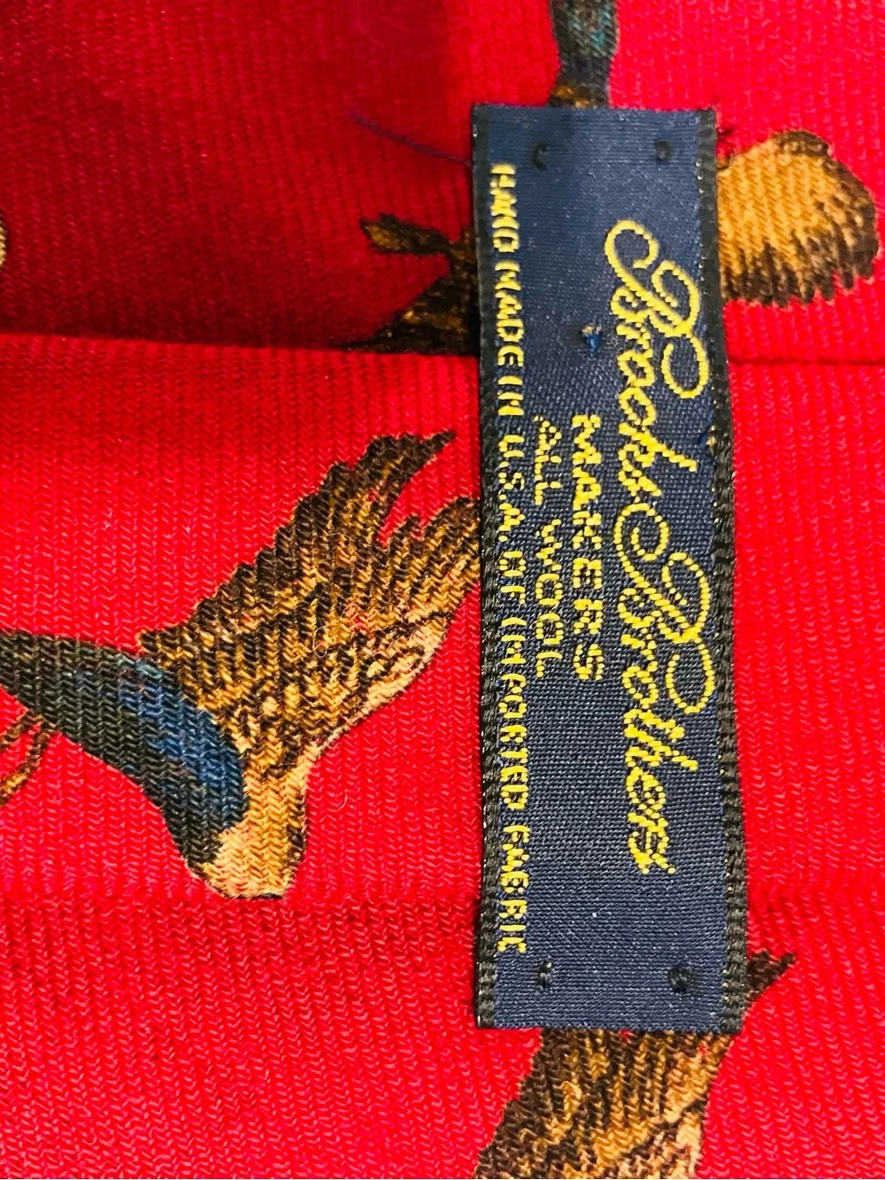 Brooks Brothers Vintage Wool Tie made in USA Red Waterfowl Duck